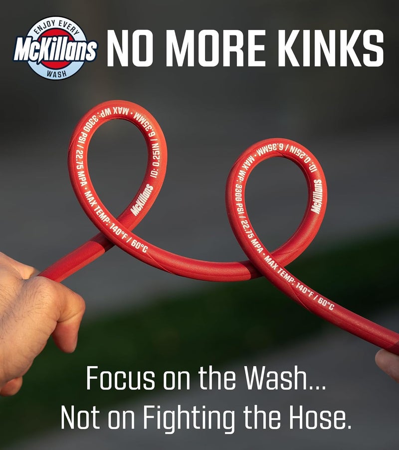 McKillans ® QC Installed Pressure Washer Hose 50 ft - Flexible & Kink-resistant - Steel-Braided & Durable- 3/8" QC Pre-Installed Stainless Steel - Power Washer Hose - High Pressure 1/4" Inner Diameter - Image 2